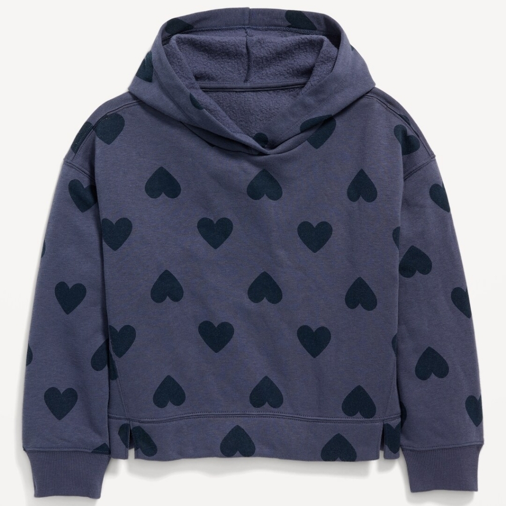 Vintage Slouchy Pullover Hoodie for Girls Black Floral